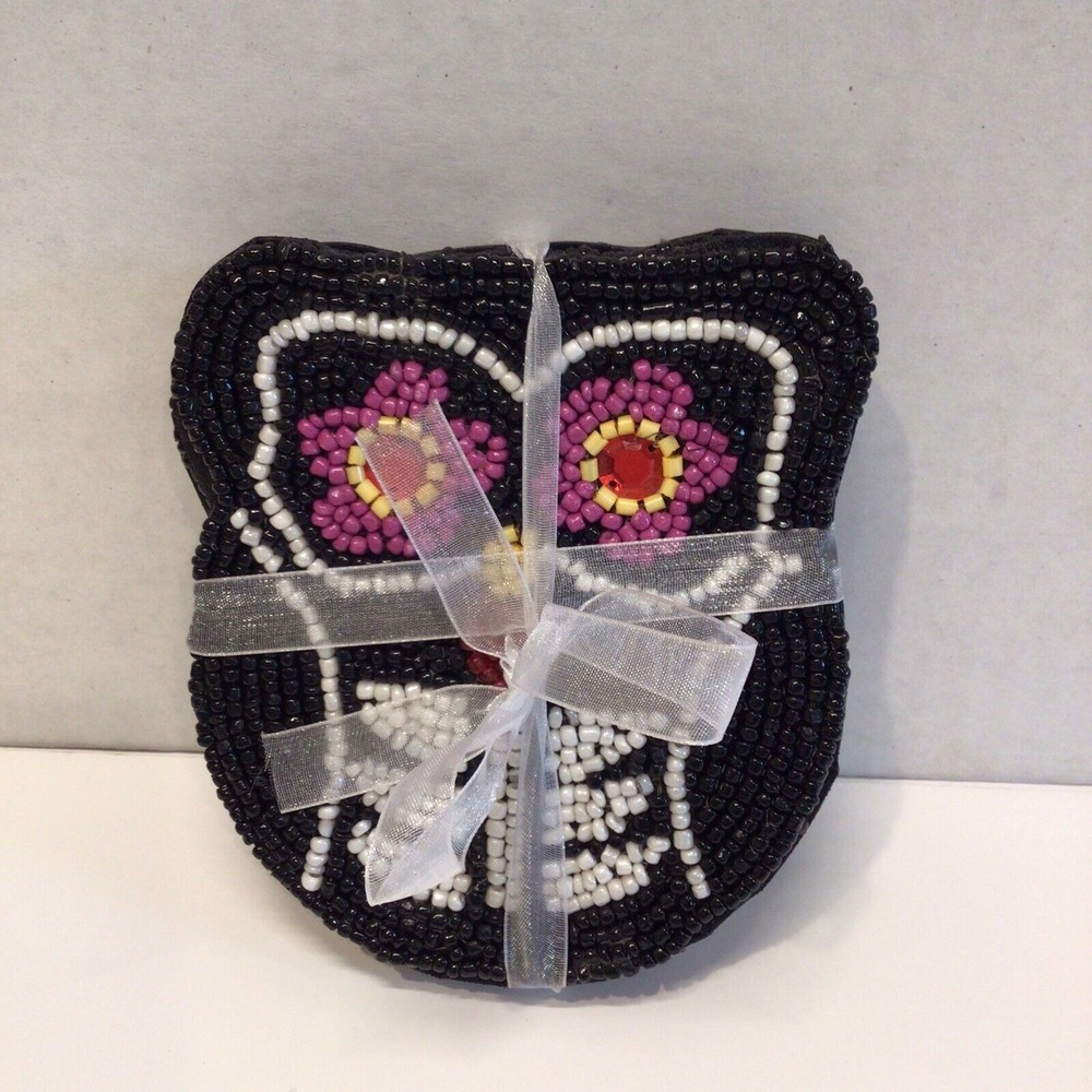 Set Of 4 Beaded‎ Owl Coasters Halloween Decor Brand New